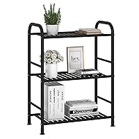 3-Tier Adjustable Shelving Unit, Heavy Duty Storage Rack Organizer Metal Corner Shelf for Kitchen Living Room Laundry Pantry Bathroom (Black, 3 Tier)…