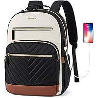 BOSTANTEN 15.6 Inch Laptop Backpack for Women- College Teacher Computer Bag Travel Backpack Purse with USB Charging Port Brown＆Black