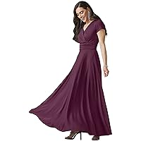 KOH KOH Womens Sexy Cap Short Sleeve V-Neck Flowy Cocktail Gown