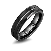 LerchPhi Black Tungsten Carbide Mens Wedding Band, Custom Engrave Ring, Personalized Classic 6mm 8mm Promise Ring for Him