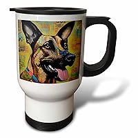 3dRose German Shepherd Mixed Media Collage - Travel Mugs (tm-381859-1)