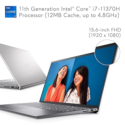 Dell Inspiron 15 5510 15.6 Inch Business Laptop, FHD Non-Touch Display - Intel Core i7-11370H, 8GB DDR4 RAM, 512GB SSD, NVIDIA GeForce MX450 Graphics, Windows 11 Home - Platinum Silver