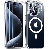 Temdan Magnetic for iPhone 15 Pro Max Case Clear, [Compatible with Magsafe] [Not Yellowing] Slim Shockproof for iPhone 15 Pro Max Case,Clear