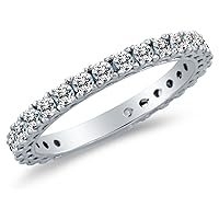 Solid 14K White Gold Wedding Anniversary CZ Cubic Zirconia Ring Band