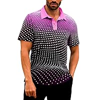 Men's Golf Shirts Fit Short Sleeve Gradient Quick Dry Moisture Wicking Shirt Athletic Performance Print Collared Polos