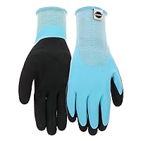 Miracle-Gro MG30604 Water Resistant Grip Gloves – Double Dip Flat Latex Gloves with Elastic Knit Wrist