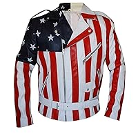 Mens American Flag Vanilla Ice Motorcycle Leather Jacket