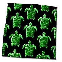 3dRose Pattern of Endangered Green sea Turtle Digital Artwork on Black. - Towels (twl-379505-3)