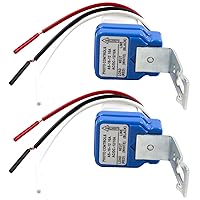 2 Pack AC DC 12V 10A Auto On/Off Photocell Light Switch Photocell Photo Switch Photoelectric Switch Photocell Control Light Sensor Switch Dusk to Dawn Photocell Sensor for Outdoor Lighting Fixtures
