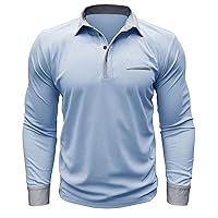 Men's Long Sleeve Golf Shirt Casual Slim Fit Workout T-Shirt Lightweight Tee Shirts Athletic Fit Muscle Polo Tops
