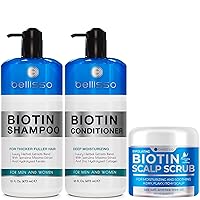 BELLISSO Biotin Shampoo and Conditioner Set and Biotin Scalp Scrub