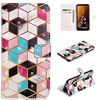 3D Painted Flip Cover for Galaxy A6 Plus Phone Protection PU Leather Wallet Protective Case Stand Compatible with Samsung Galaxy A6 Plus SM-A605FN/DS/SM-A605GN 6.0 inches Smartphone - Colorful