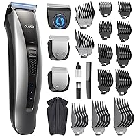 GLAKER Hair Clippers for Men - Cordless 3 in 1 Versatile Hair Trimmer with 13 Guards, Detachable Blades & Turbo Motor, Professional Mustache Grooming Kit for Barbers, USB C Rechargeable (Classic Grey)