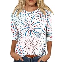 Sexy 4Th of July Outfits for Women Warehouse 3/4 Sleeve Tops and Blouses Eyelet Graphic Tees White Blouse Denim Shirt Oversized Dressy 2000S Clothing Black Going Out (S BL，S)