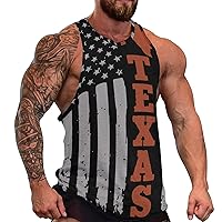 USA Texas Flag Men's Workout Tank Top Casual Sleeveless T-Shirt Tees Soft Gym Vest for Indoor Outdoor