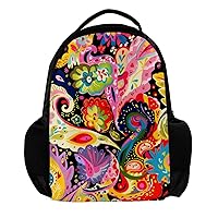 Travel Backpack for Men,Backpack for Women,Colored Flowers Paisley,Backpack