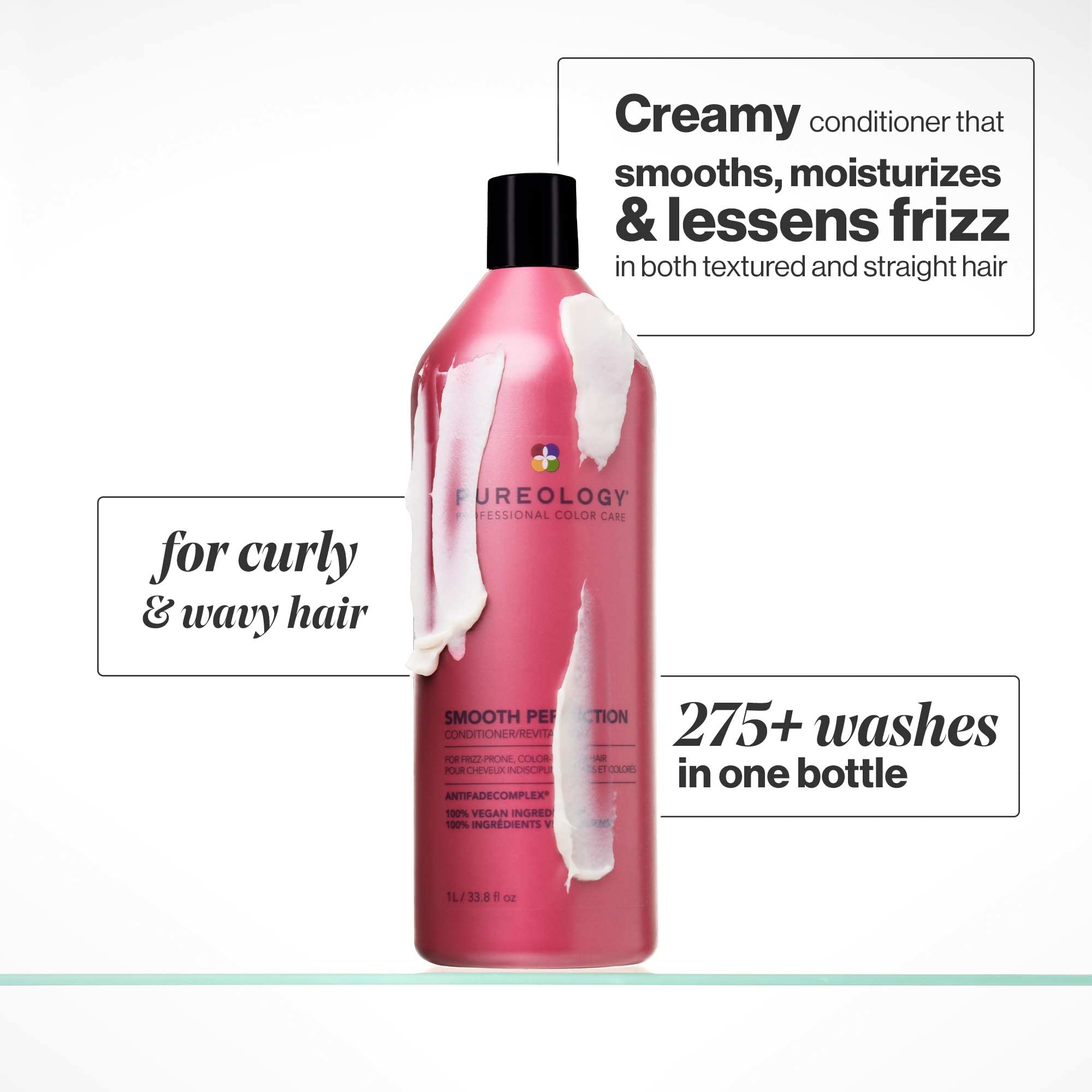 Pureology Smooth Perfection Conditioner | For Frizzy, Color-Treated Hair | Detangles & Controls Frizz | Sulfate-Free | Vegan