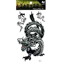 PARITA Tattoos Temporary Black Chinese Japanese Dragon Fighting Kung Fu Tattoo Fake Stickers Cartoon Tattoo Art Fashion Fantasy Fun Party Waterproof Removable for Kids Teens Adults (1 Sheet.) (03)