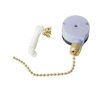 Gardner Bender GSW-33 Electrical Two-Speed Pull Chain Switch, SPDT, OFF-ON-ON, 6 A/125V AC, 6 inch Wire Terminal, Brass