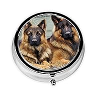 German Shepherd Pill Box Round Mini Portable Pill Box Travel Medicine Storage Box