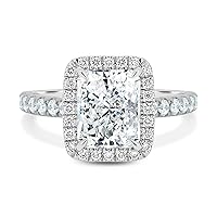 Kiara Gems 3.50 CT Radiant Cut Colorless Moissanite Engagement Ring, Wedding/Bridal Rings, Diamond Ring, Anniversary Solitaire Halo Accented Promise Antique Gold Silver Rings for Gift