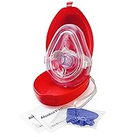 First Aid Medical CPR Rescue Mask, Adult/Child Pocket Resuscitator, Hard Case with Wrist Strap, Gloves, Alcohol Prep Pads, One Way Valve CPR Face Shield Kit