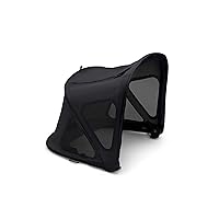Bugaboo Breezy Sun Canopy, Extendable for Extra Coverage and Optimal Sun Protection, Water Repellent, Compatible with Fox/Cameleon 3/Lynx Strollers (Midnight Black)