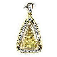 Phra Phuttha Chinnarat Gold Pendant Charm Thai Buddha Amulet 22k Thai Baht Yellow Gold Plated Jewelry