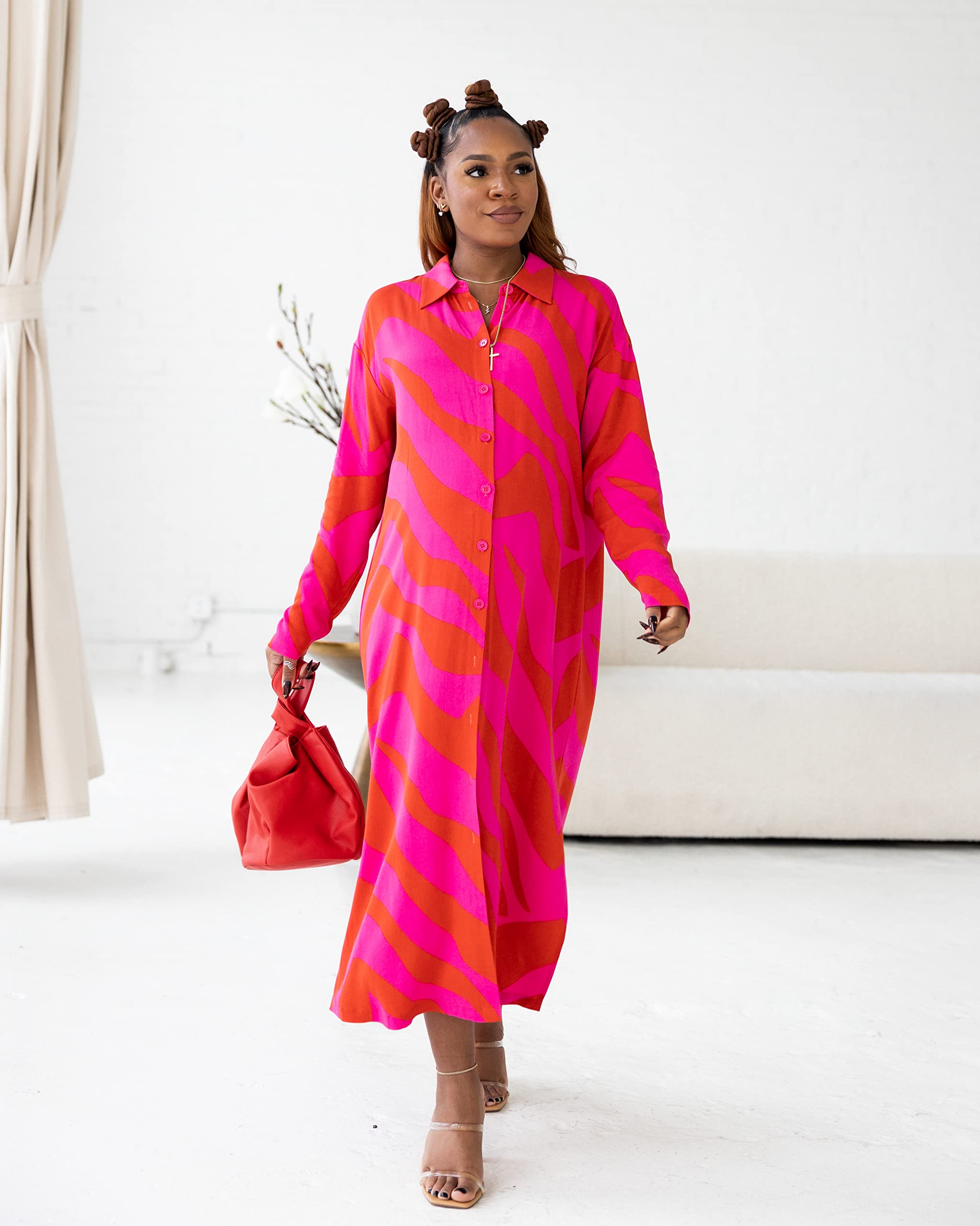 The Drop Women's Pink/Red Zebra Print Shirtdress by @victoriouslogan