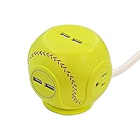 Accell Power Cutie - Compact Surge Protector with 3 Tamper Resistant 540J Surge Protected AC outlets and 4 USB-A Charging Ports, 6ft Cord, Softball Yellow, D080B-049D
