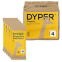 DYPER Size 4 Viscose from Bamboo Baby Diapers and 60 Pack Travel Baby WipesDYPER Size 4 Viscose from Bamboo Baby Diapers and 60 Pack Travel Baby Wipes