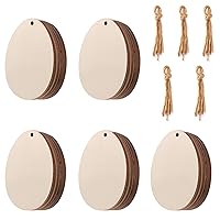 Eggs Shape 50Pcs Unfinished Wooden Easter Ornaments DIY Craft Present-Tmflexe 50-Pack Paintable Blank Natural Eggs Cutouts Hanging Wood Slices for Kids Art Crafts DIY Wood Eggs