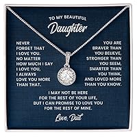 To My Daughter Necklace, 14k White Gold Finish, Comes with Gift Box & Message Card, Featuring Cubic Zirconia - Skin-Friendly, Waterproof, Tarnish Resistant, Adjustable Chain for Perfect Fit