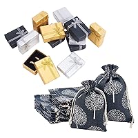 PH PandaHall 12Pcs Jewelry Gift Box 2.7x2x1” Cardboard Jewelry Boxes with 20pcs Tree of Life Gift Bags 5.5×4”/7×5” Drawstring Gift Bag for Pendant Jewelry Necklaces Bracelet Wedding Party Favor