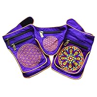 Rainbow Mandala Beltbag with Flower of Life UV Active 5 Pockets