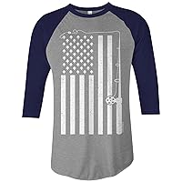 Threadrock Fishing American Flag Unisex Raglan T-Shirt