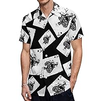 Ace Spades Playing Poker Card Men's Shirt Button Down Short Sleeve Dress Shirts Casual Beach Tops for Office Travel