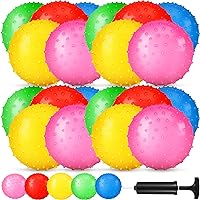 Vinsot 35 Pieces 7 Inch Knobby Balls Bounce Ball Colorful Tactile Sensory Ball with Pump Spiky Massage Stress Balls and Party Favors Fidget Toys, Yellow,Blue,Green,Red,Pink