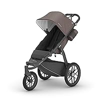 UPPAbaby Ridge Jogging Stroller/Durable Performance Jogger with Never-Flat Tires/Built for Walking, Running, Hiking/Water Bottle Holder and Basket Cover Included/Theo (Dark Taupe/Carbon Frame)