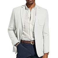 PJ PAUL JONES Men's Blazer Jacket Slim Fit Two Buttons Casual Blazer Cotton Linen Herringbone Sports Coats