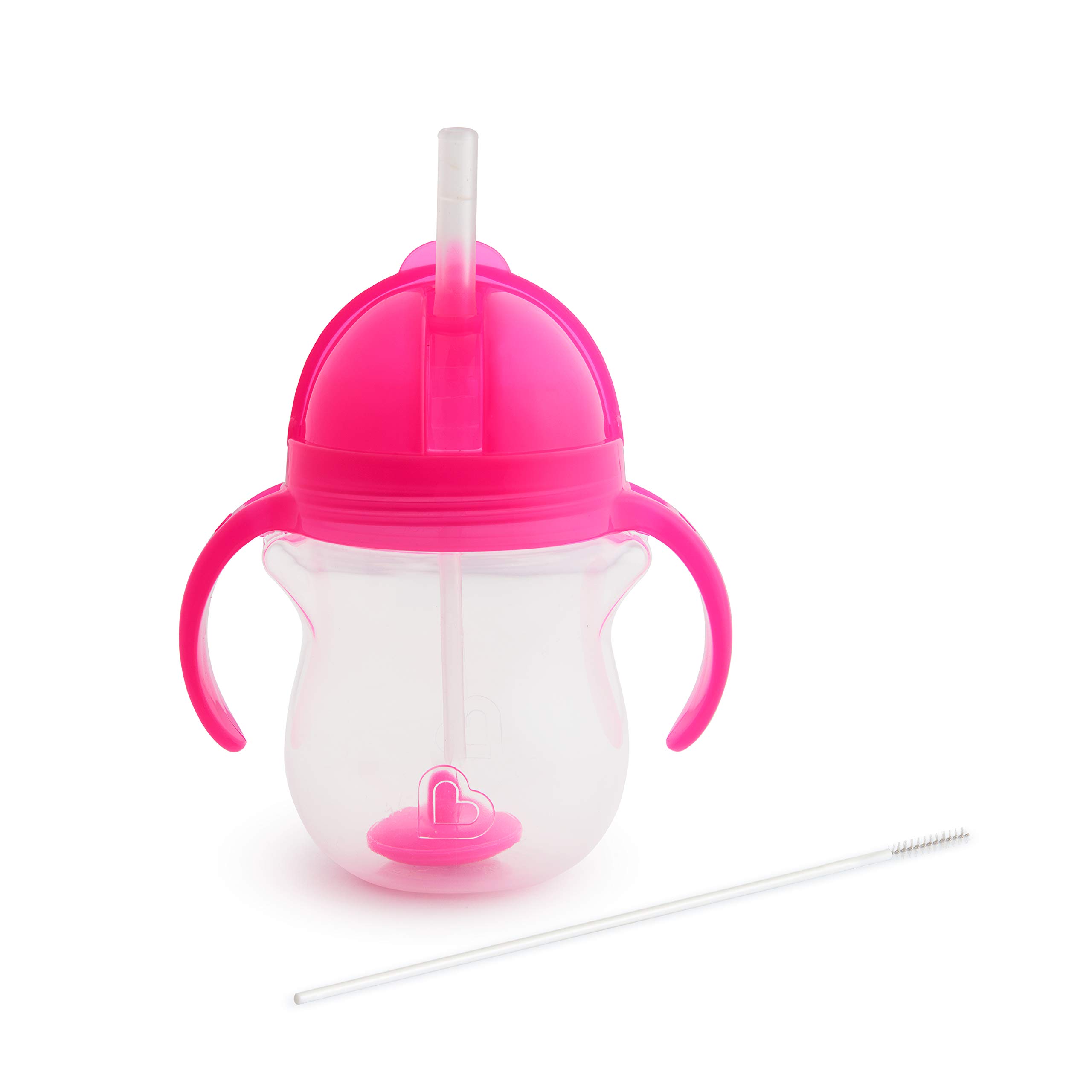 Munchkin® Any Angle™ Weighted Straw Trainer Cup with Click Lock™ Lid, 7 Ounce, 2 Pack, Pink/Purple