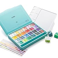 HIMI Twin Cup Jelly Gouache Paint Set, 48 Colors 12g, Jelly Cup Design, Non Toxic Paint for Canvas and Paper, Art Supplies for Professionals (Green Case)