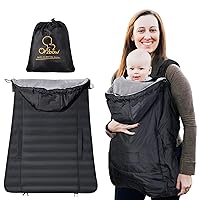 Orzbow Winter Baby Carrier Cover with Detachable Hood, Waterproof & Windproof, Universal for Baby Carriers and Baby Waist Stool, Baby Bunting Bag for Car Seats and Strollers with Storage Bag, Black