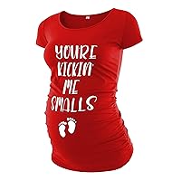 Decrum Red Pregnancy Announcement Shirt - Funny Maternity Shirts for Women [40022026-BL] | Kicking Me, XXL