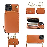 Bocasal A Multi Slots Crossbody Wallet Case for iPhone 13 + A Slim Leather Case for AirPods Pro