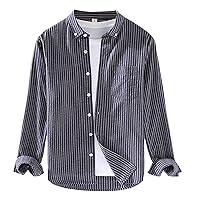 Men's Shirt Fashion Trend Loose Square Neck Striped Casual Shirt Large Mesh