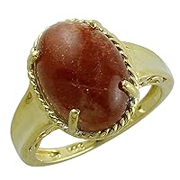 Carillon Sun Stone Oval Shape 6.7 Carat Natural Earth Mined Gemstone 14K Yellow Gold Ring Unique Jewelry for Women & Men