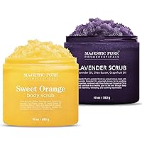 Majestic Pure Sweet Orange Scrub (10 oz) and Lavender Scrub (10 oz) Bundle