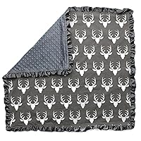 Complete Baby Gear Bundle: Car Seat Canopy, Baby Blankets, and Crib Sheets - Antler Grey and Gray Minky Design for Boys and Girls - Lightweight, Soft, and Machine-Washable - Perfect for Nursery