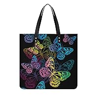 Butterfly Printed Tote Bag for Women Fashion Handbag with Top Handles Shopping Bags for Work Travel
